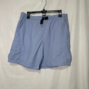 women's Columbia Spell Out Box Cargo Shorts size large Carolina Blue
